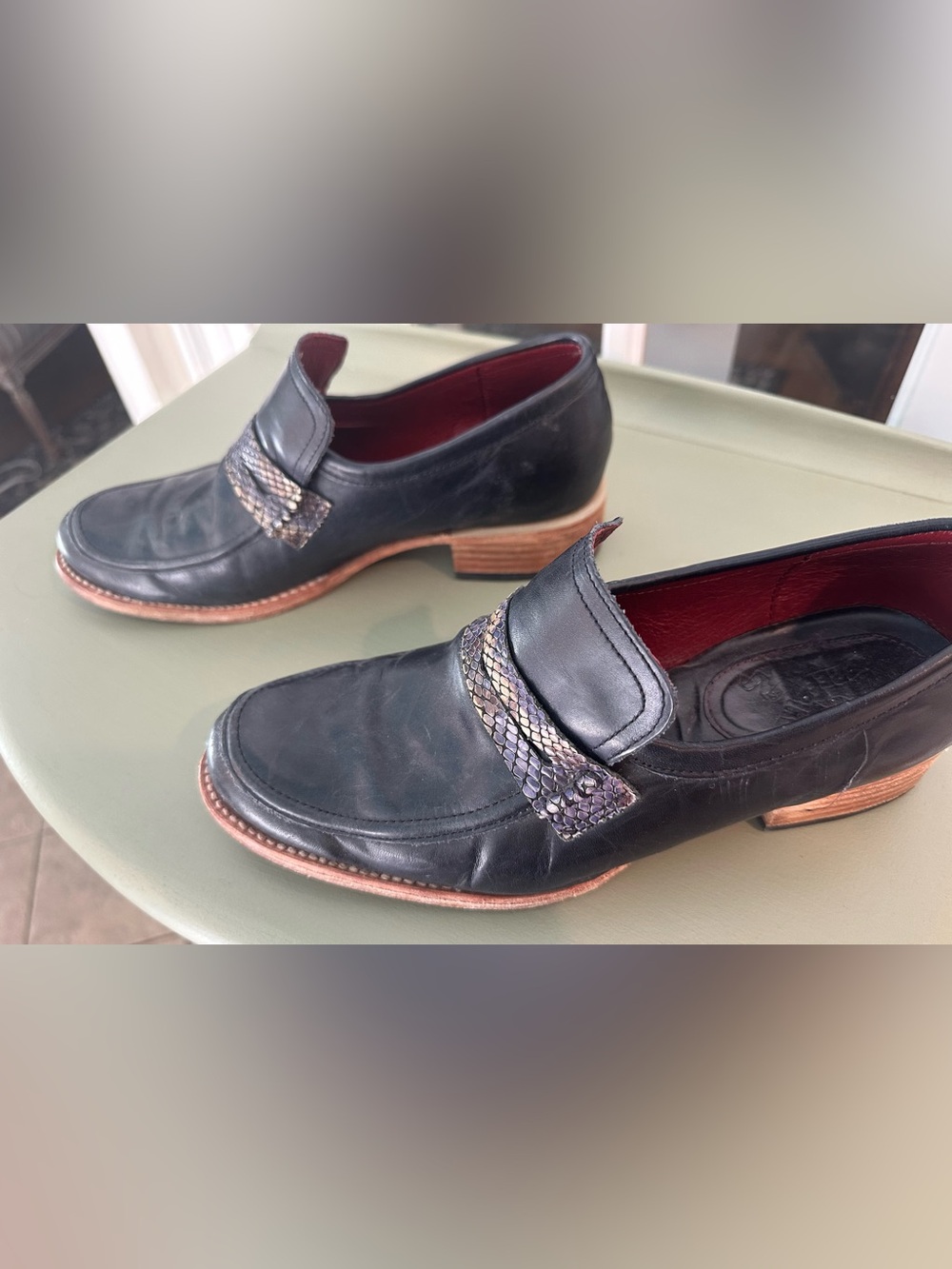 Freebird Macbeth Navy Oxford/loafer w faux snakeskin strap
